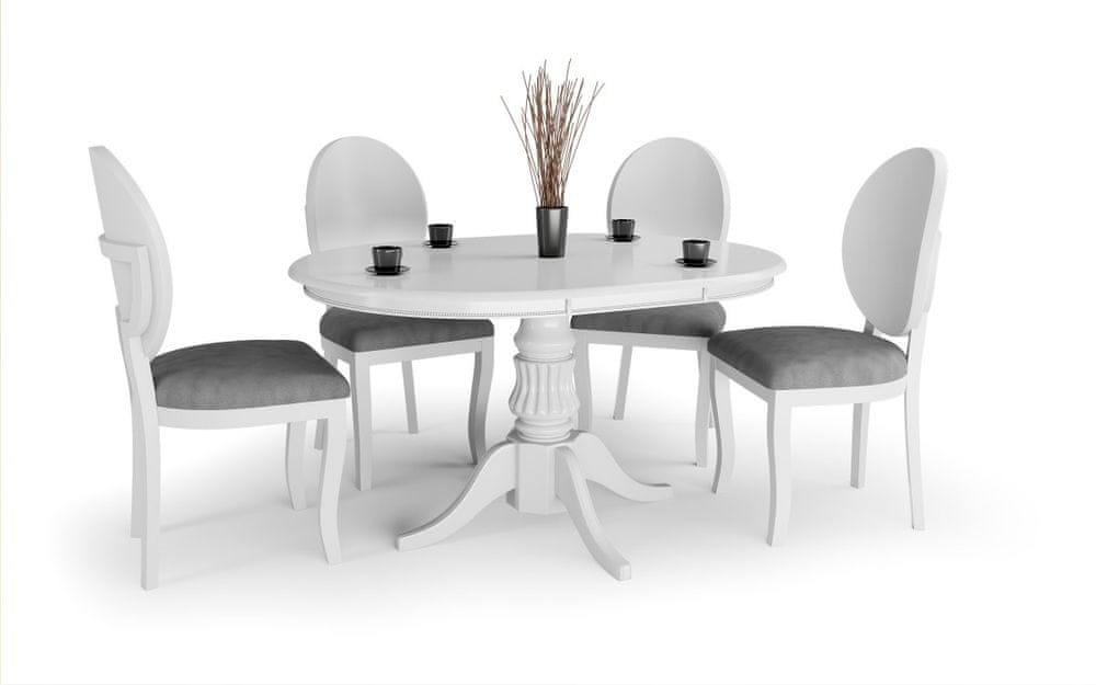 Halmar Rozkladací okrúhly jedálenský stôl Villian biely